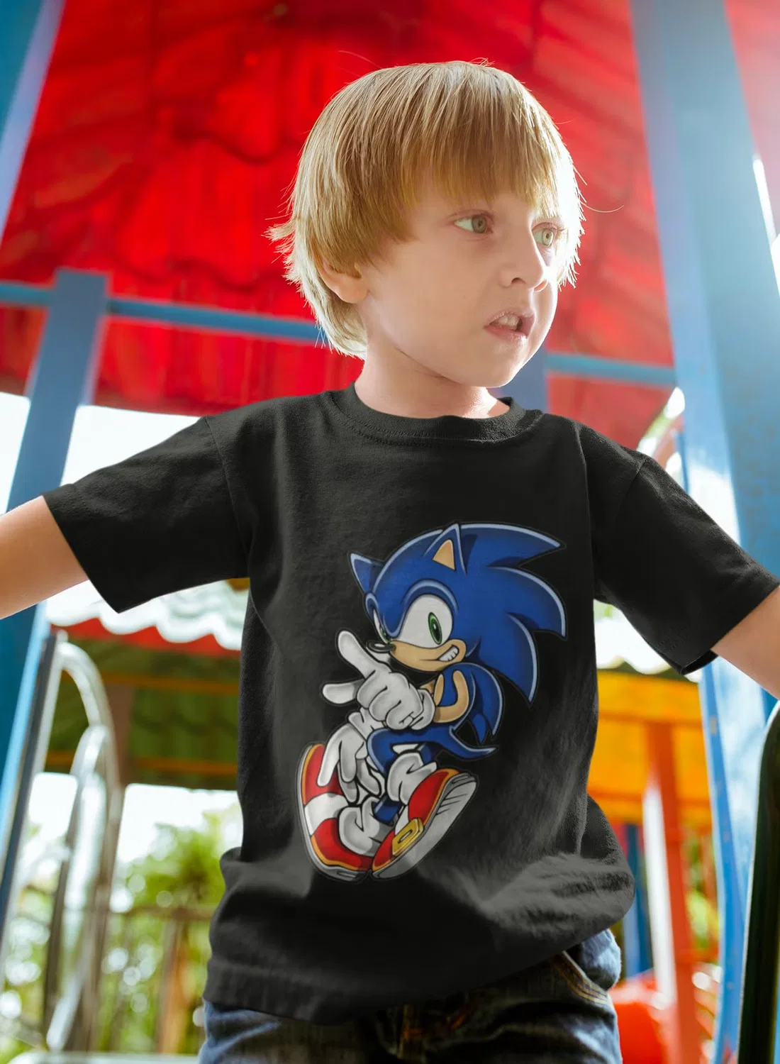 Zoom Футболка детская с принтом Sonic, черная