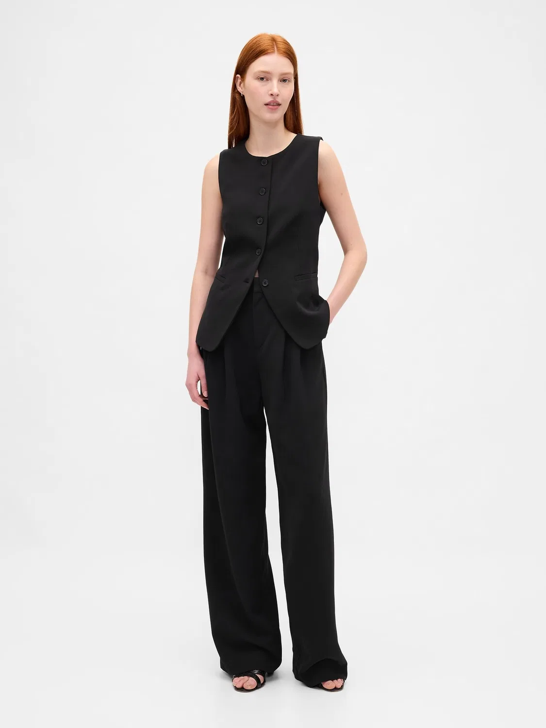Брюки с высокой посадкой Gap Black 365, черный — фото 3