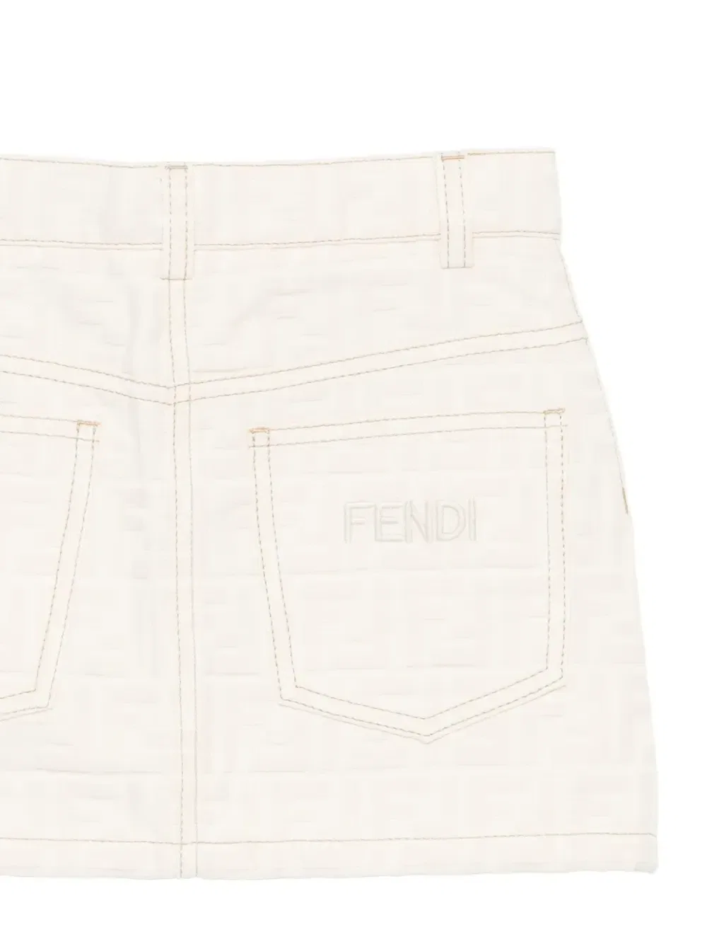 Юбка с тисненым логотипом FF FENDI KIDS, бежевый — фото 3