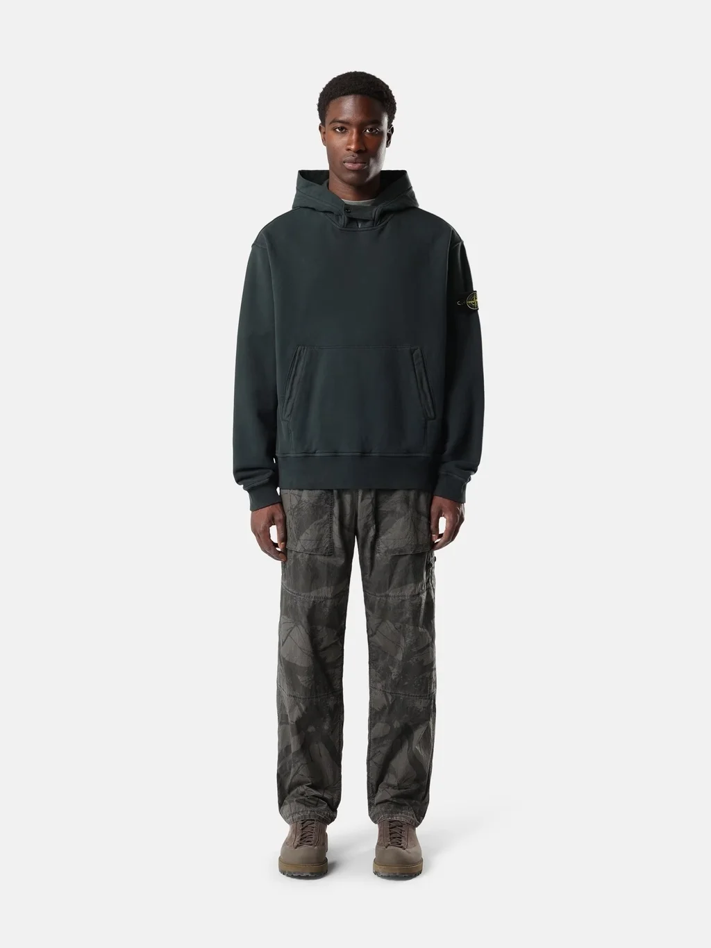Мужское худи Stone Island Oversized-fit With Pouch Pocket, темно-зеленый — фото 4
