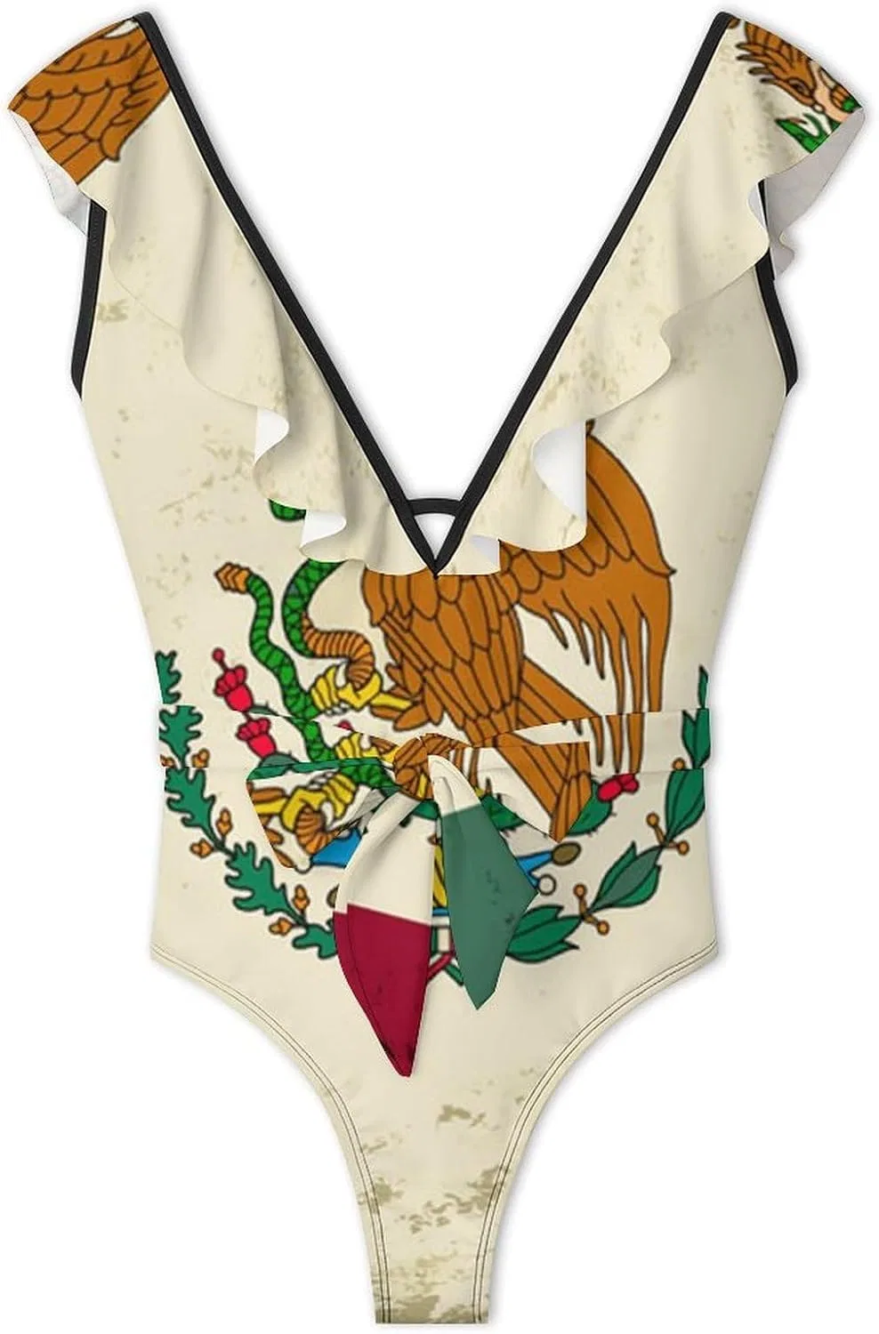 Женский цельнокроеный купальник с змеиным принтом, Retro Mexican Flag, Style-7 — фото 3