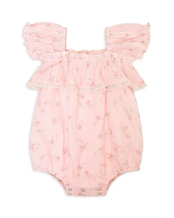 Детский боди-комбинезон для девочек с цветочным принтом Carlita Pinafore Bodysuit LoveShackFancy, Sweet Nectar