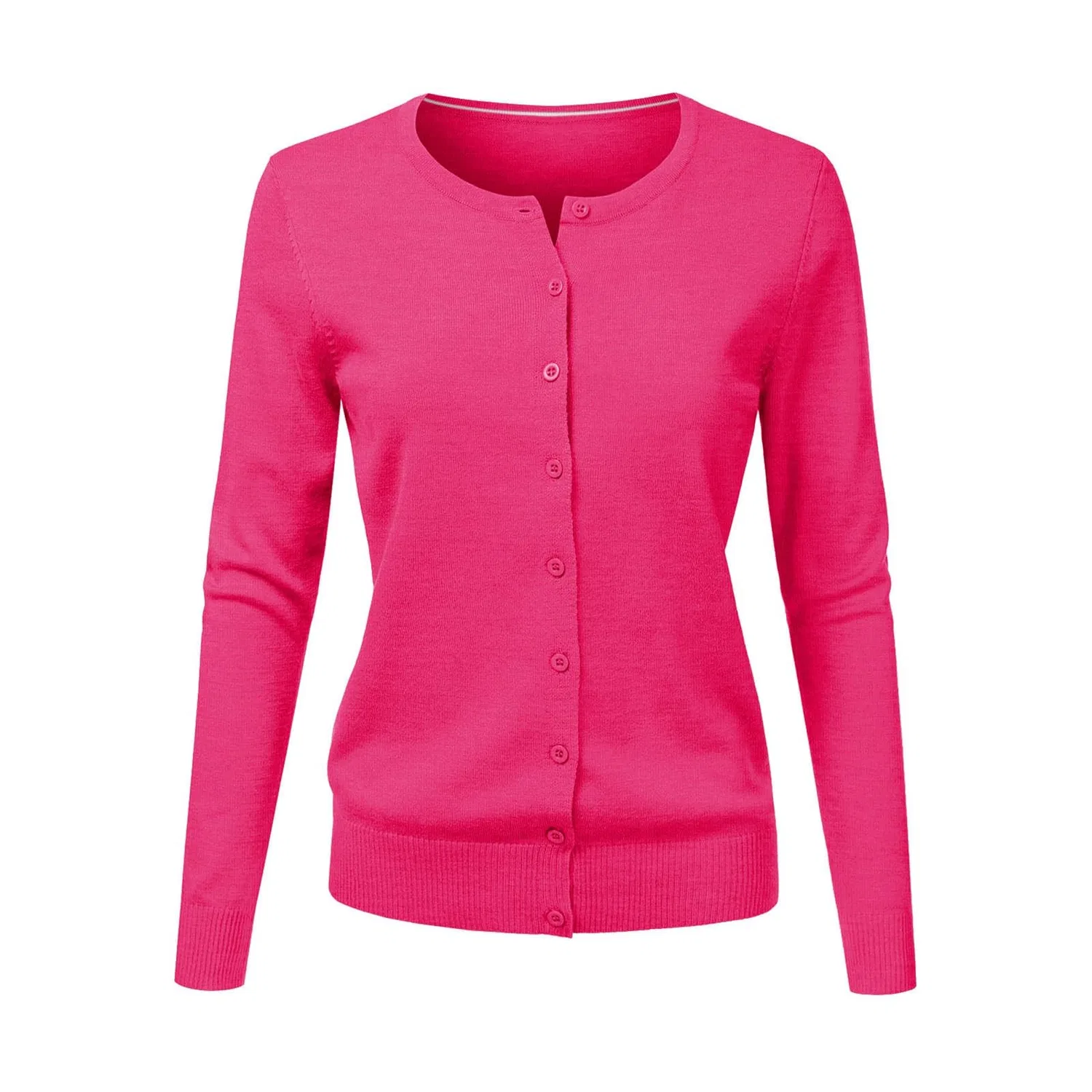 Женский легкий кардиган с длинным рукавом, однотонный, Pink Warm