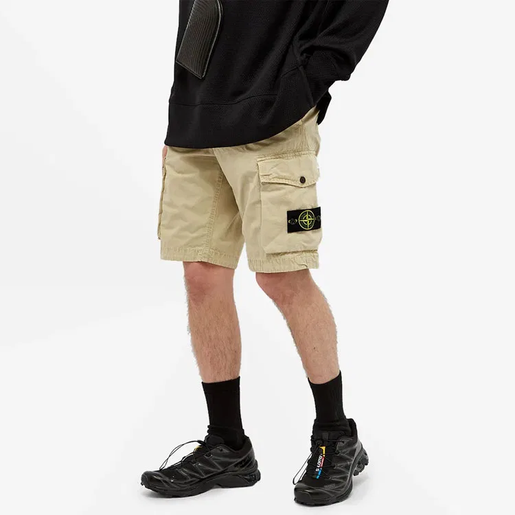 Шорты карго из хлопкового канваса, STONE ISLAND, Beige Yellow — фото 4