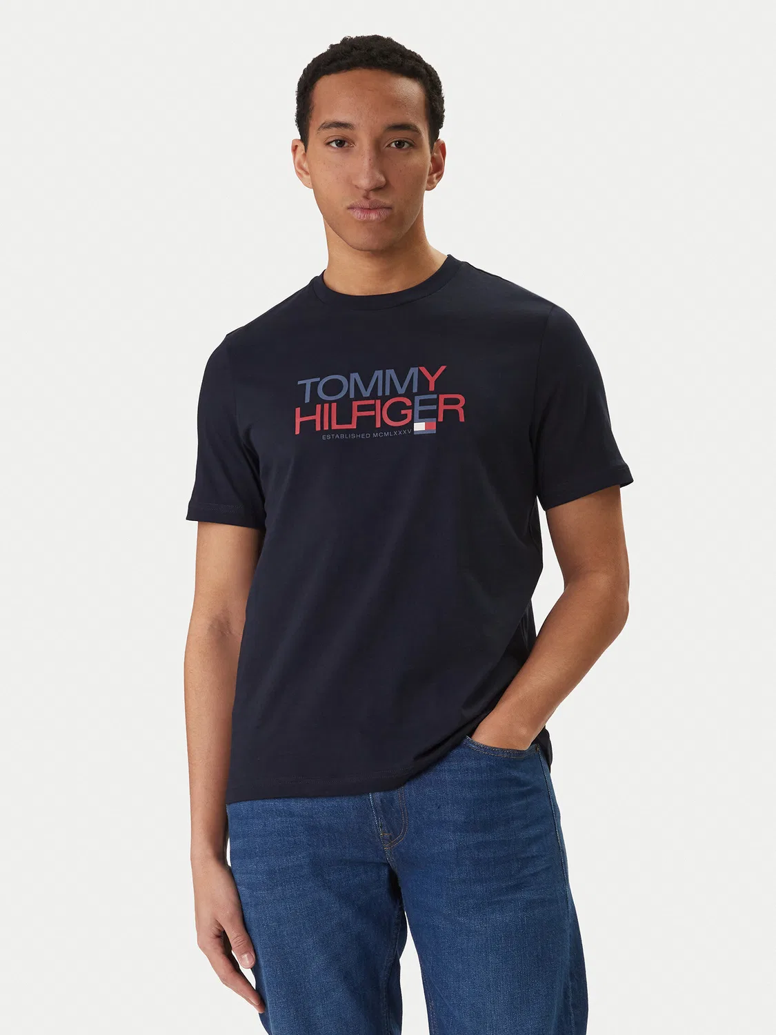 Мужская футболка стандартного кроя Brand Love Big Text Tommy Hilfiger, темно-синий