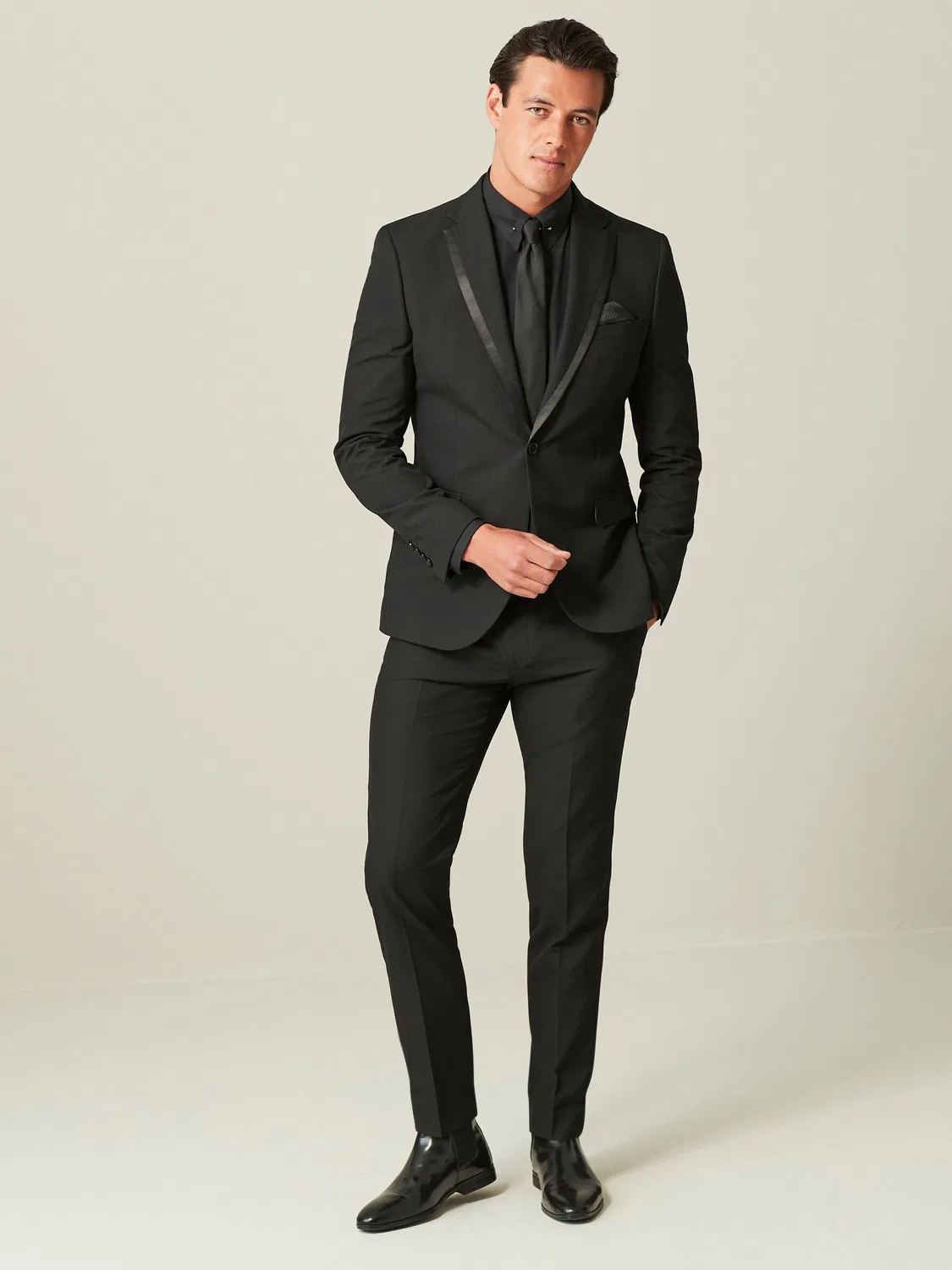 Пиджак смокинг скинни фит, модель Tuxedo Suit Jacket Next, черный — фото 2