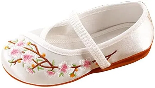 Детские туфли для девочек с вышивкой цветов Mary Jane Stunner, White — фото 3