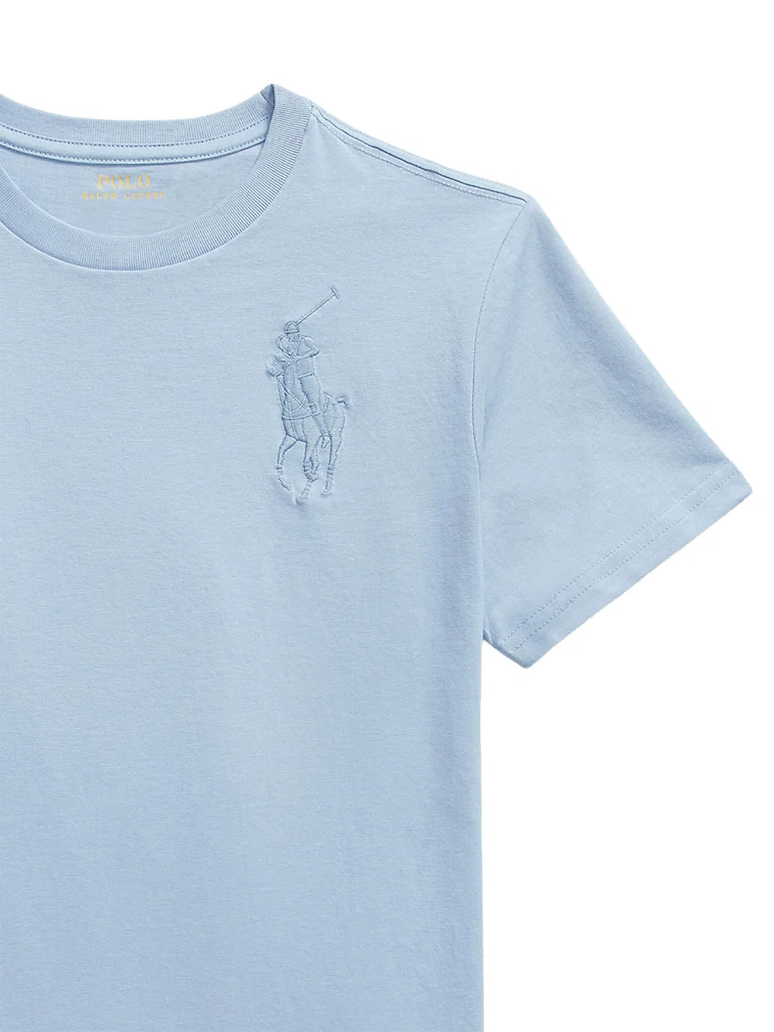 Футболка небесно-голубого цвета стандартного кроя для мальчика Polo Ralph Lauren, голубой — фото 3