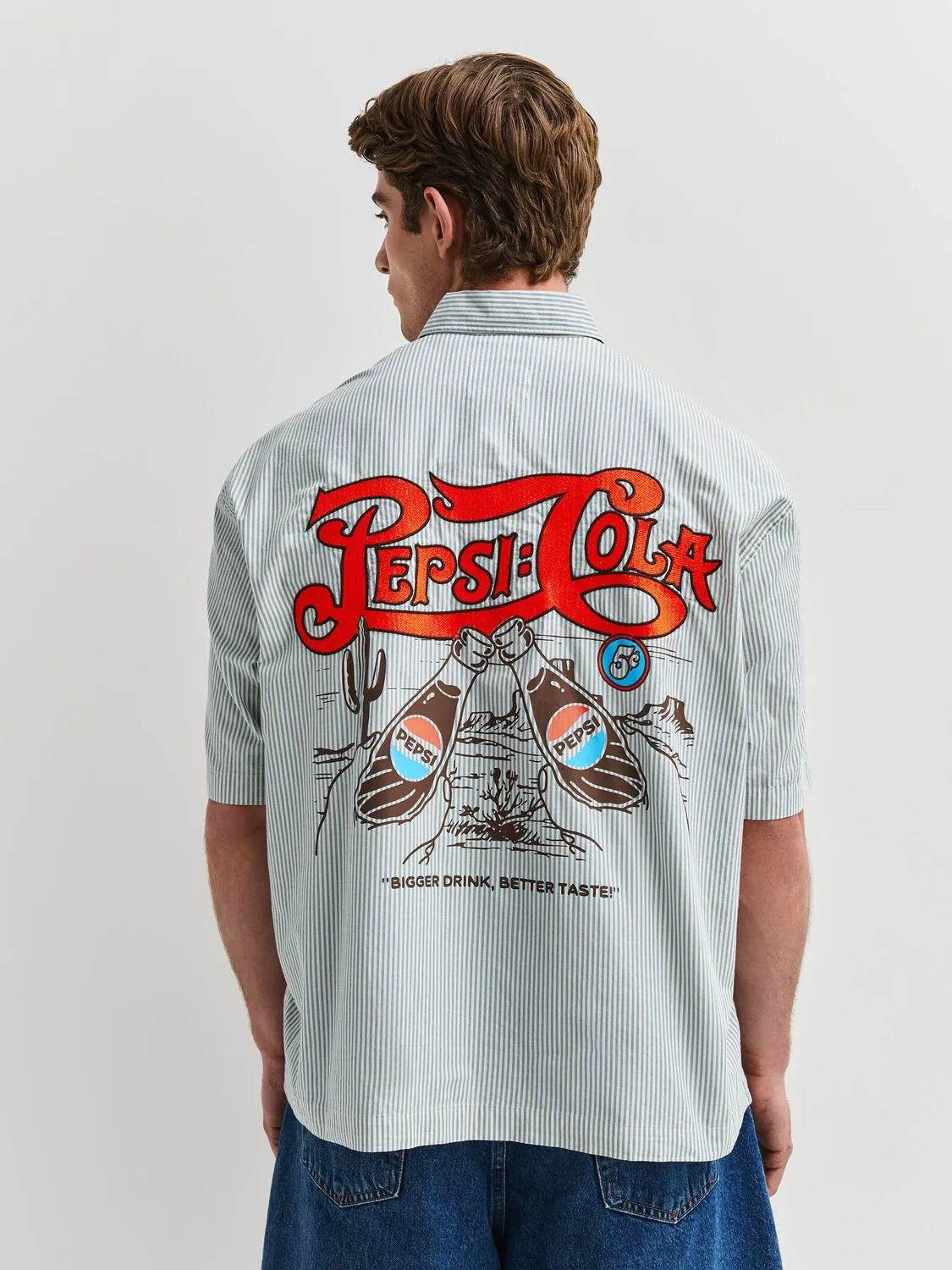 Рубашка с коротким рукавом, свободный крой, Pepsi Cola Stripe Next, синий — фото 4