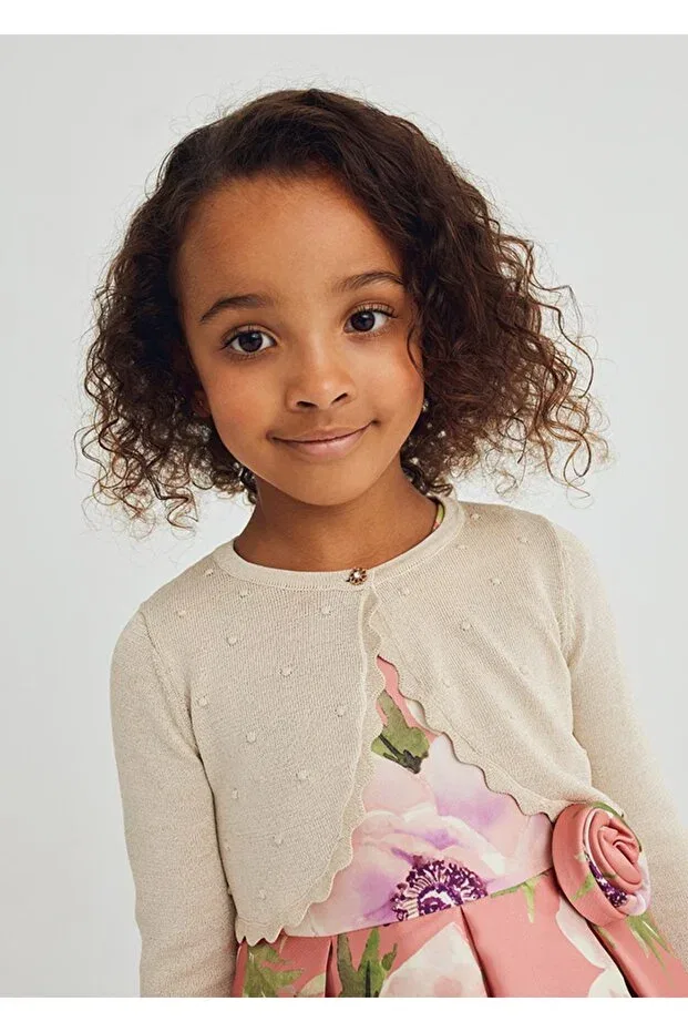 Детское болеро для девочек из трикотажа с цветочным принтом Abel&Lula girl's bolero cardigan_mnvs5382 Mayoral, Ecru