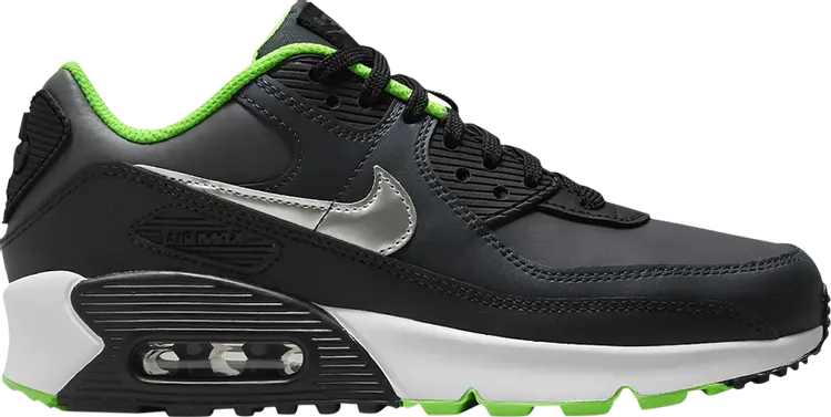 

Кроссовки Nike Air Max 90 Leather GS 'Black Dark Smoke Grey', черный
