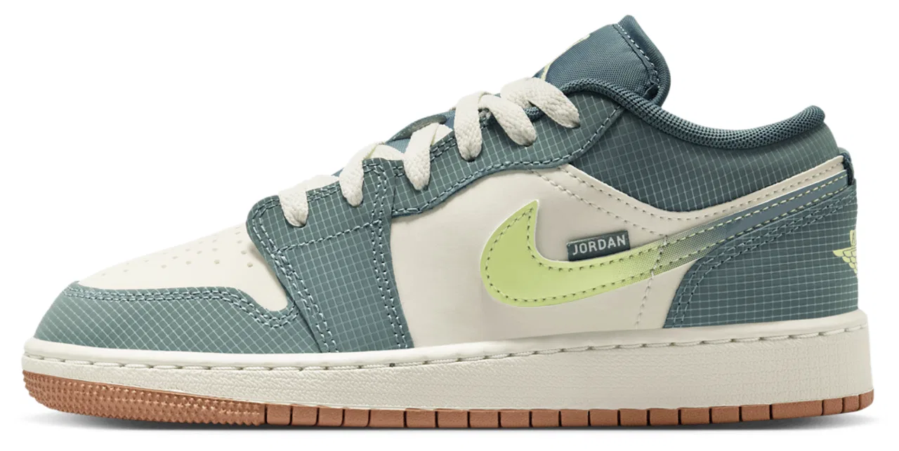Кроссовки для мальчиков AJ 1 Low SE Jordan, цвет Light Lemon Twist/Hasta/Sea Glass — фото 2