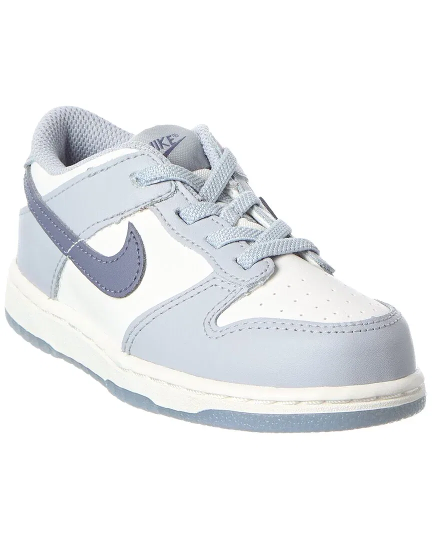 Детские кроссовки кожаные на шнуровке Nike Dunk Low, White