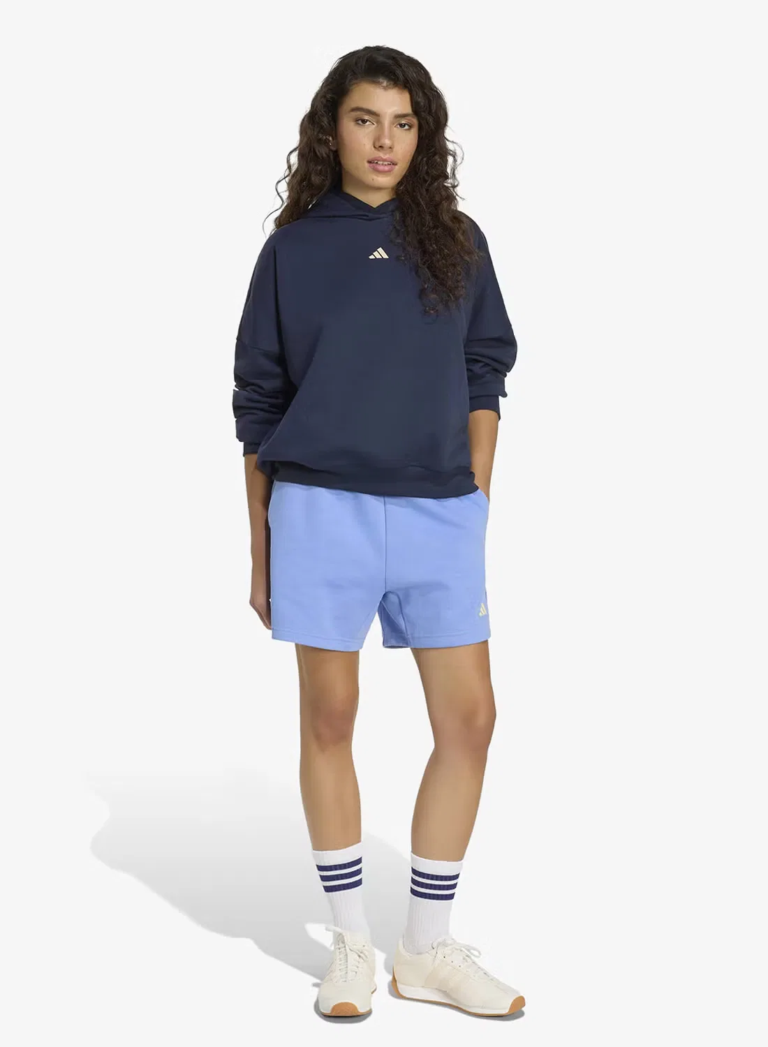Худи с длинным рукавом 3-Stripes studio Adidas, темно-синий — фото 4