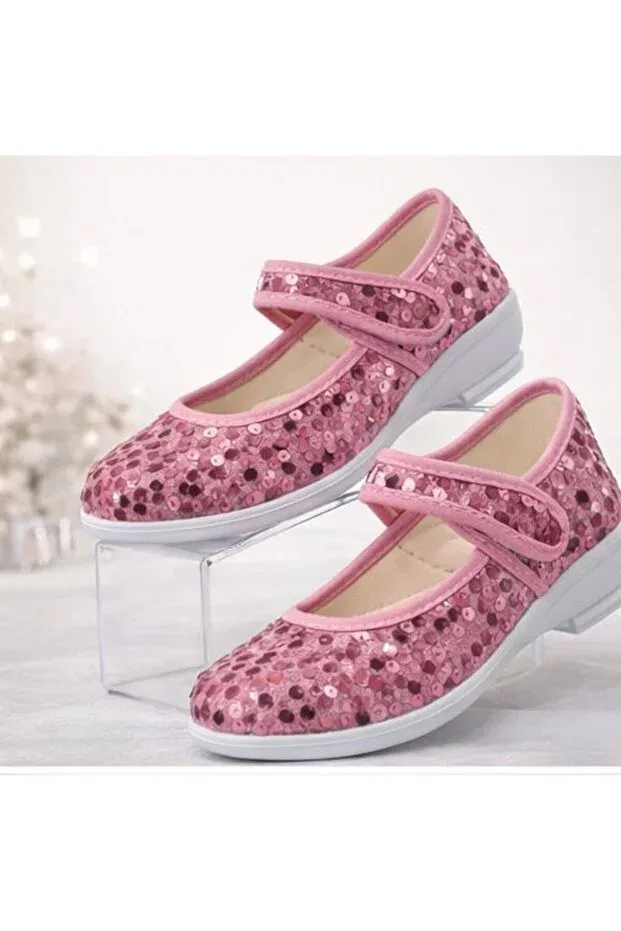 Детские балетки для девочек с коротким каблуком Shining Heelled Papucumun Dünyasi, Pink