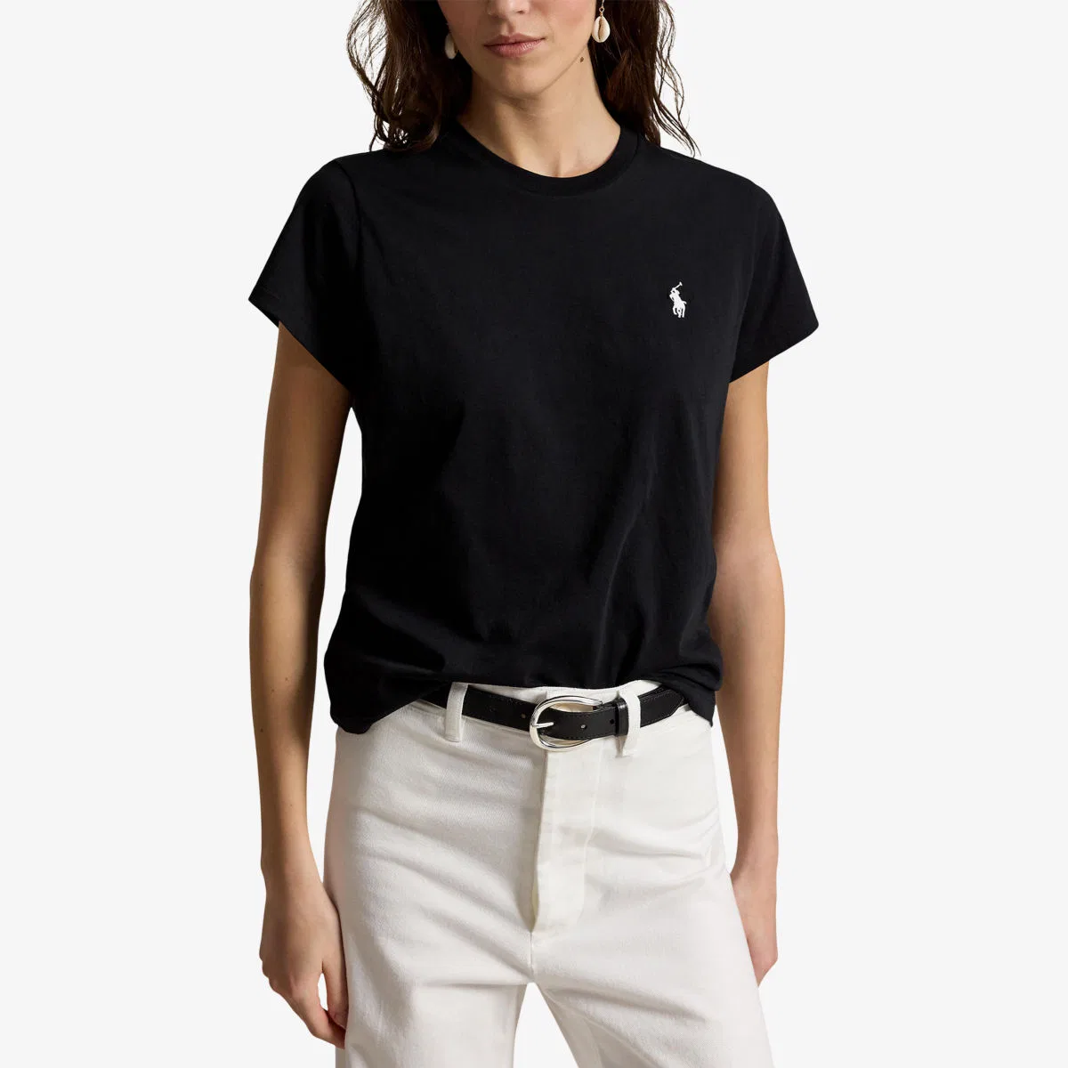 Хлопковая футболка с короткими рукавами и вышитым логотипом Polo Ralph Lauren, черный — фото 3