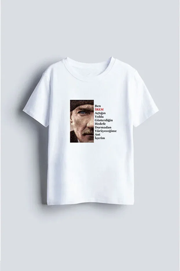 Детская футболка для девочек с принтом Ataturk Printed Aydesign, White