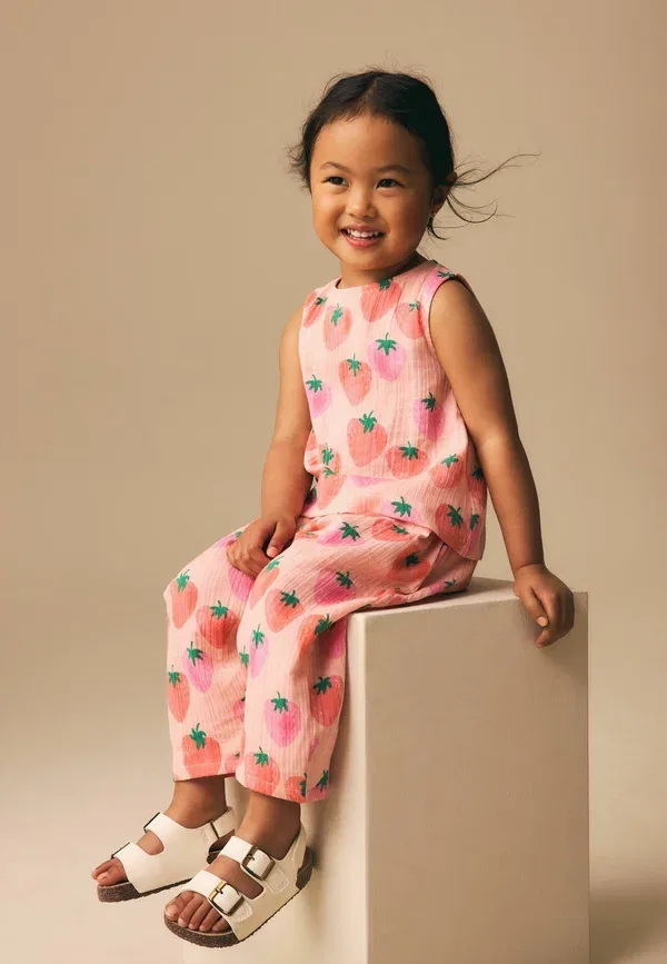 Комплект из топа и брюк, хлопок, Regular fit - top & trousers set - trousers, Next, Pink Strawberry Print, розовый — фото 4