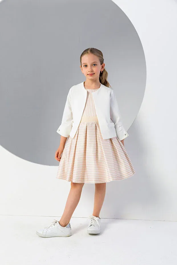 Детский жакет для девочек с жемчугом Basics Incity, Ecru