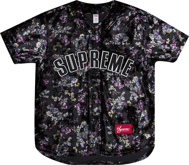 

Футболка Supreme Floral Velour Baseball Jersey 'Black', черный