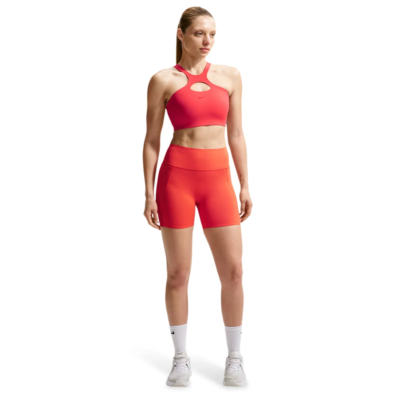 Женский спортивный бюстгальтер Universal Mid Support Bra Nike, цвет University Red/Lt Crimson/University Red — фото 3