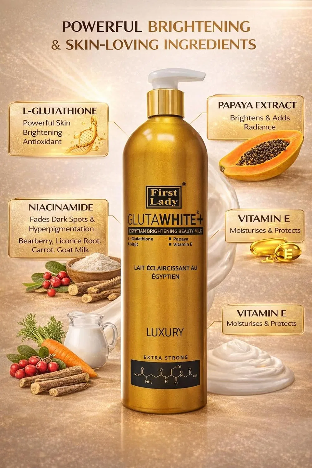 Лосьон для лица отбеливающий, FIRST LADY GLUTAWHITE, 500 мл — фото 4