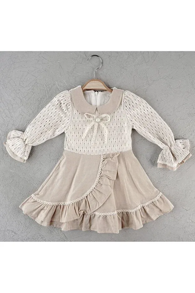 Детское платье для девочек кружевное Altıntop Bebe, Beige