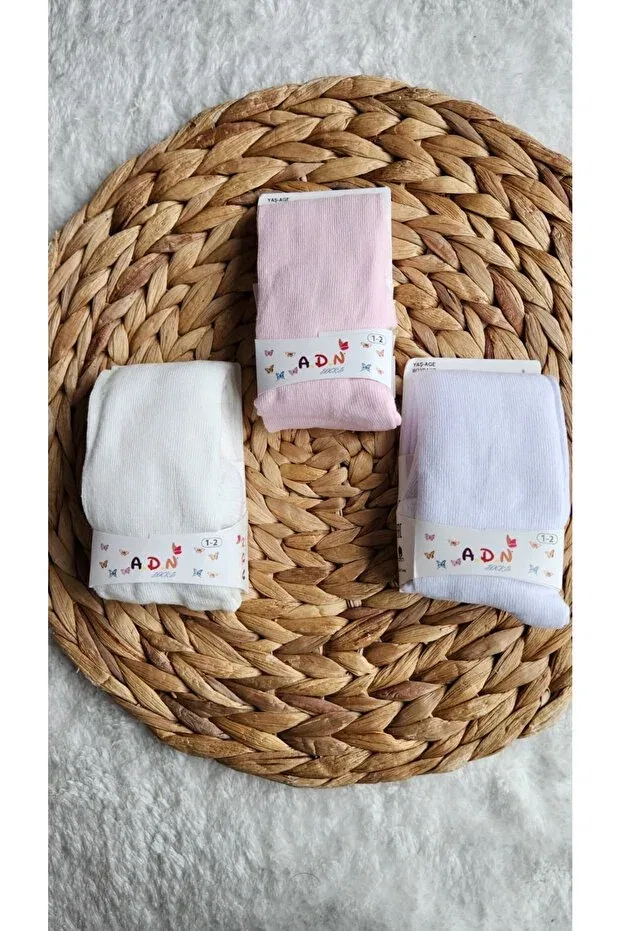Детские носки для новорожденных хлопковые 3-предметные Basics Efilaccessories, White, Pink, Cream — фото 3