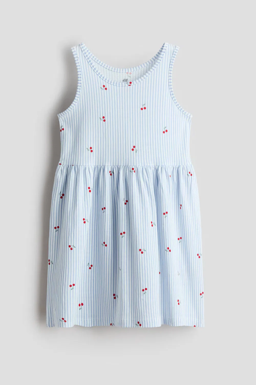Хлопковое платье с узором H&M, Hellblau/Gestreift