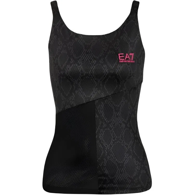 Топ с панельным змеиным принтом, Emporio Armani, Black