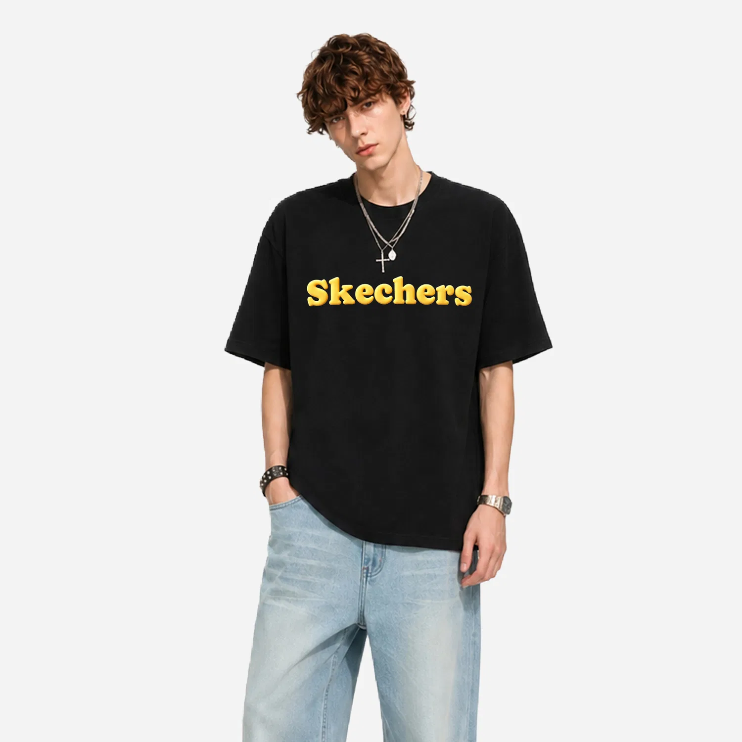 Детская футболка с круглым вырезом Carbon Black Skechers — фото 4