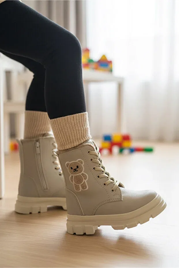 Детские ботинки для девочек с принтом Tofisa, Beige