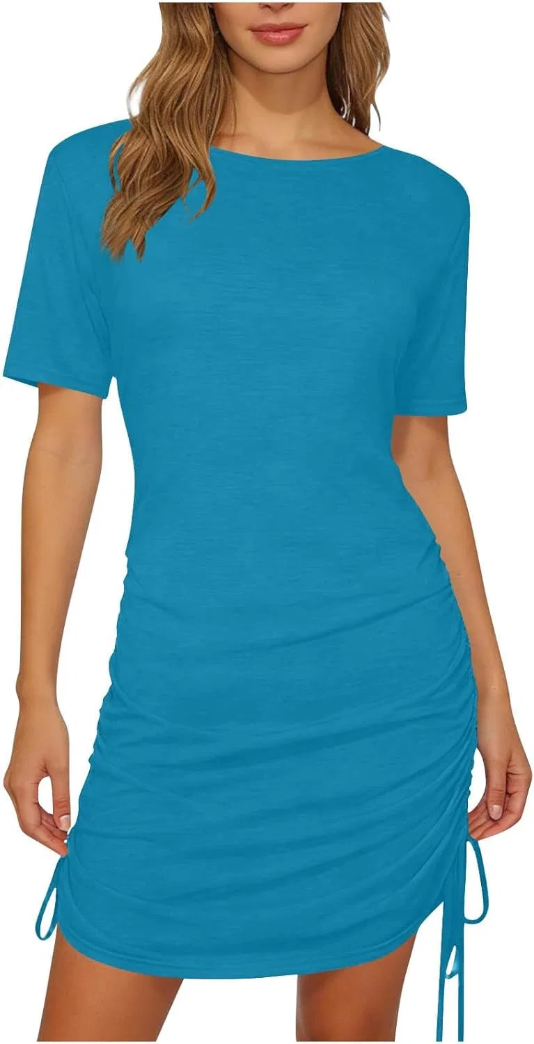 Женское мини-платье с боковой шнуровкой Bodycon, Light Blue
