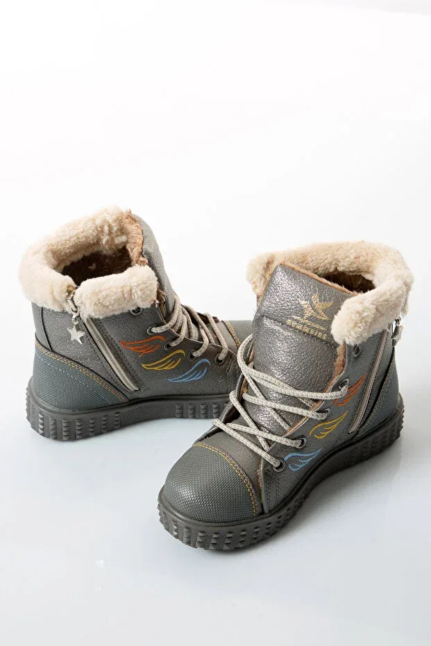 Детские ботинки для девочек на шнуровке Shoes Time, Gray — фото 3