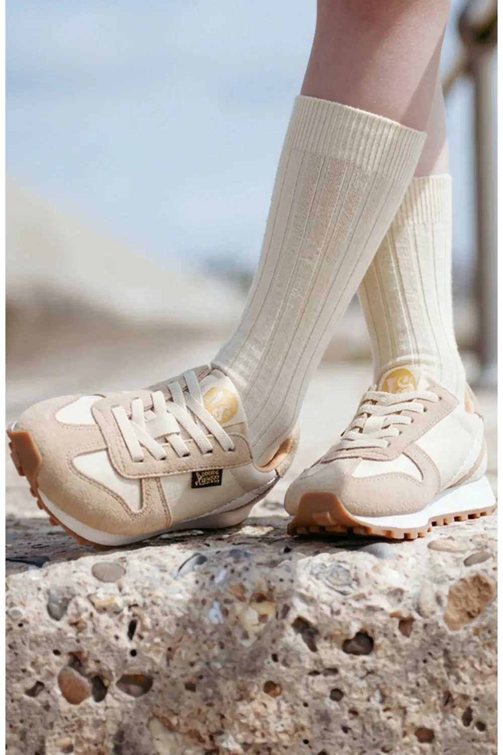 Кроссовки детские ретро Keegan Young Soles, Ecru — фото 2