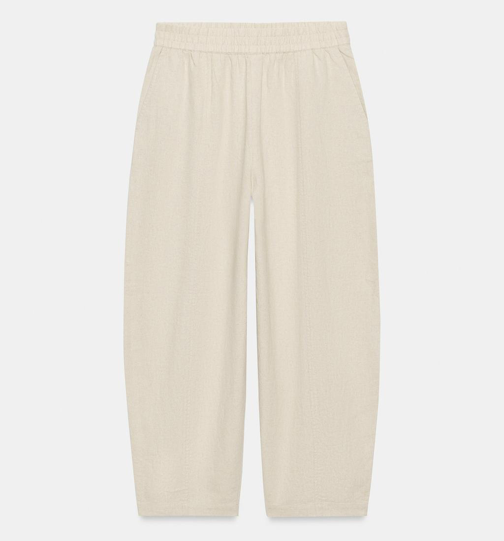 Брюки Zara Barrel Linen Blend, бежевый