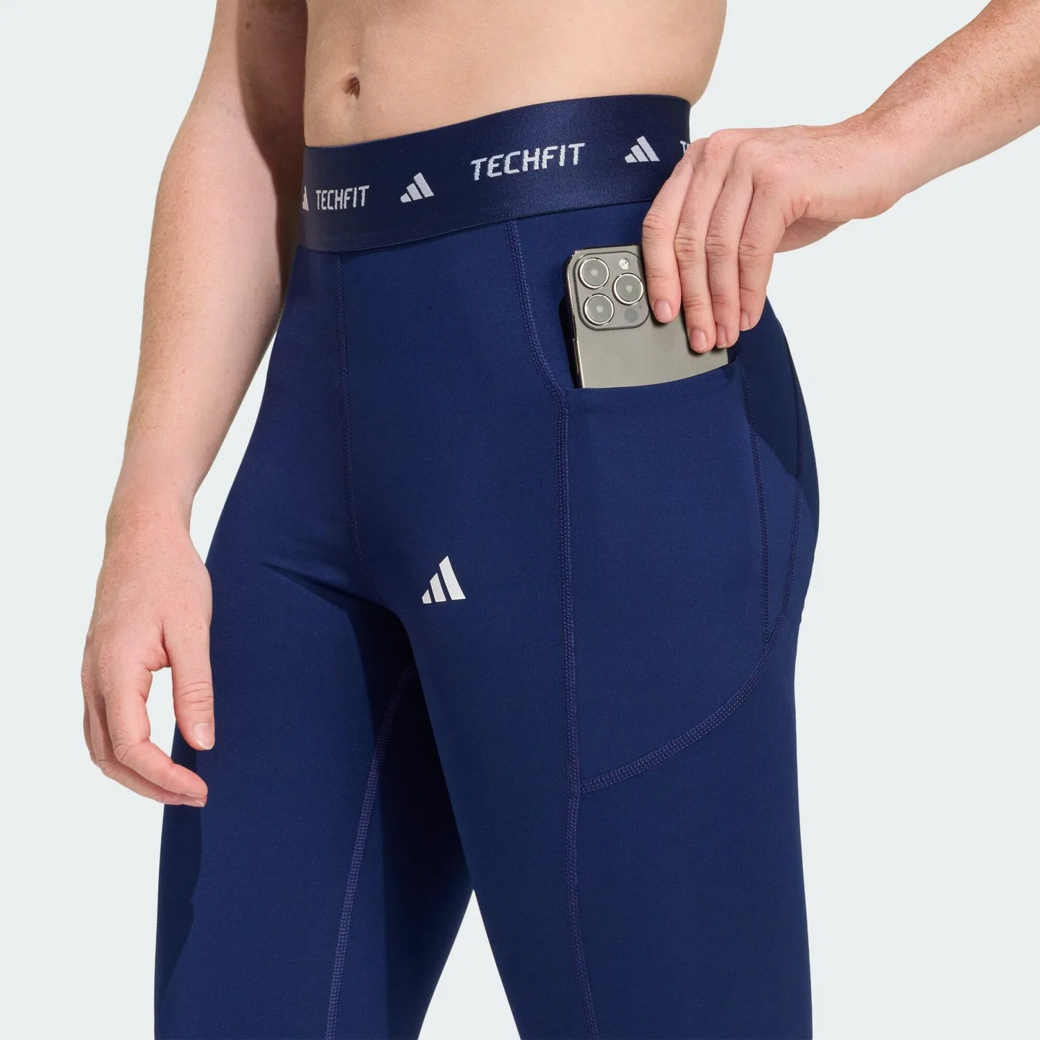 Женские компрессионные леггинсы TECHFIT Stash Pocket Full-Length Leggings Adidas, Dunkelblau — фото 4