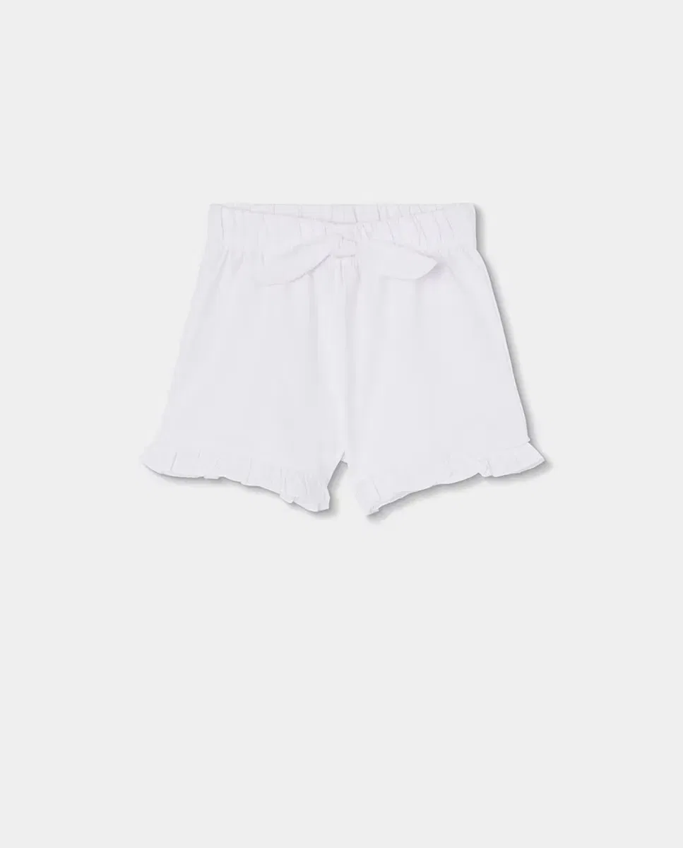 Детские шорты для девочек хлопковые с воланами Boboli, White
