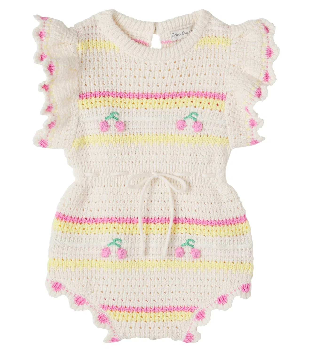 Комбинезон хлопковый с вязаной отделкой Paloma Bebe Organic, белый