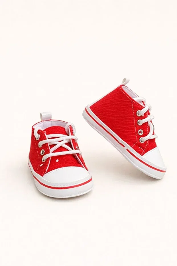 Детские туфли для девочек хлопковые Convers Baby First Step Shoes Minissa, Red — фото 2