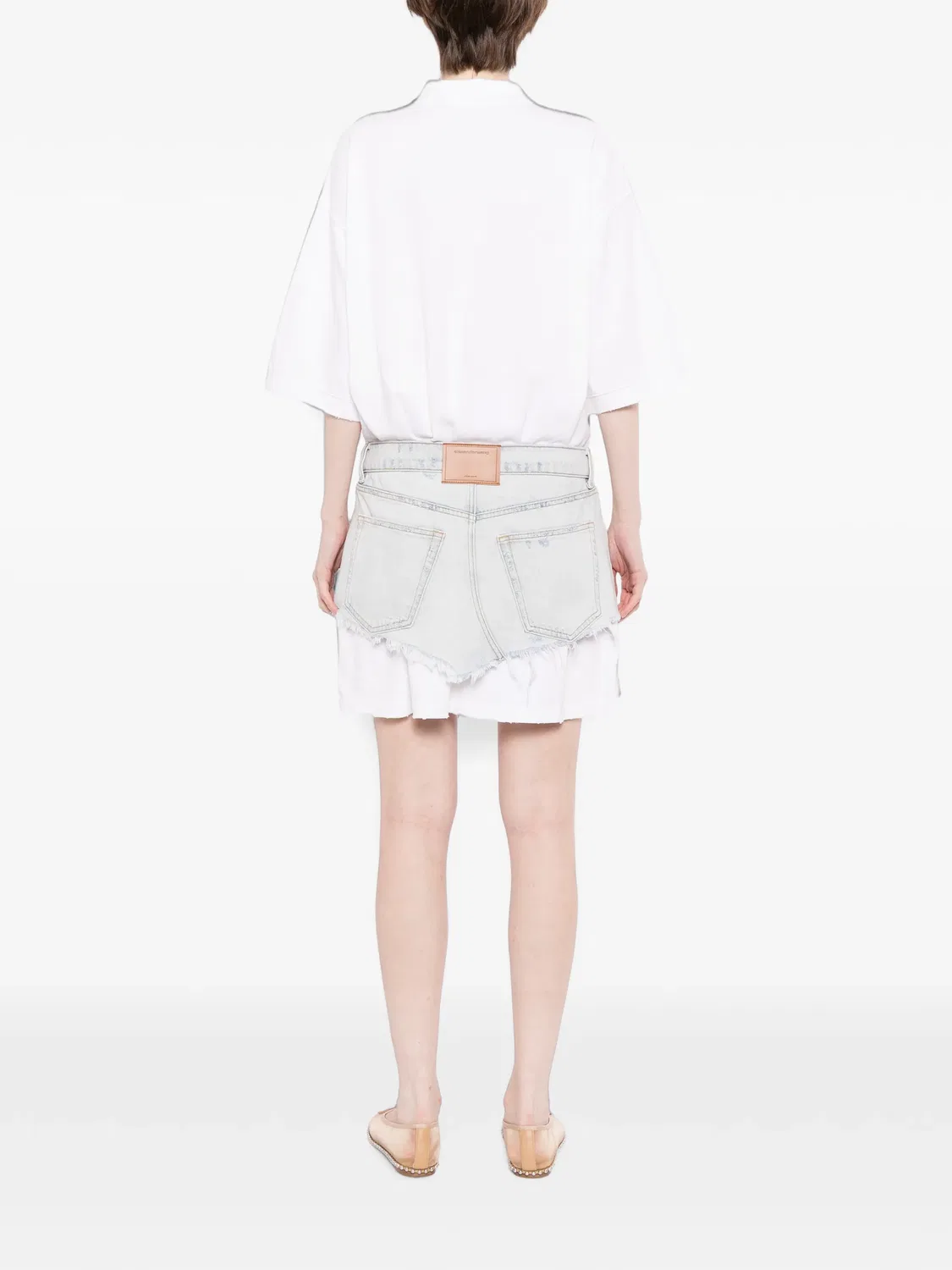Многослойное платье с юбкой из денима Alexander Wang, белый — фото 4