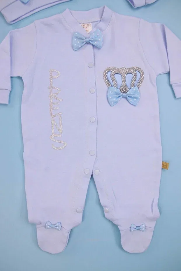 Детский комплект боди-комбинезонов с вышивкой Amore, Blue — фото 2