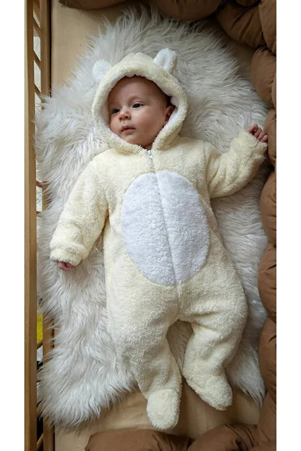 Детский комбинезон с капюшоном Named Plush Baby Romper Bebek_Iklimi, Nude Color — фото 4
