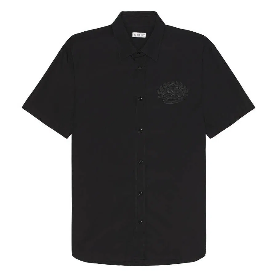 Рубашка с коротким рукавом EKD Short-Sleeved Cotton Shirt Burberry, Black