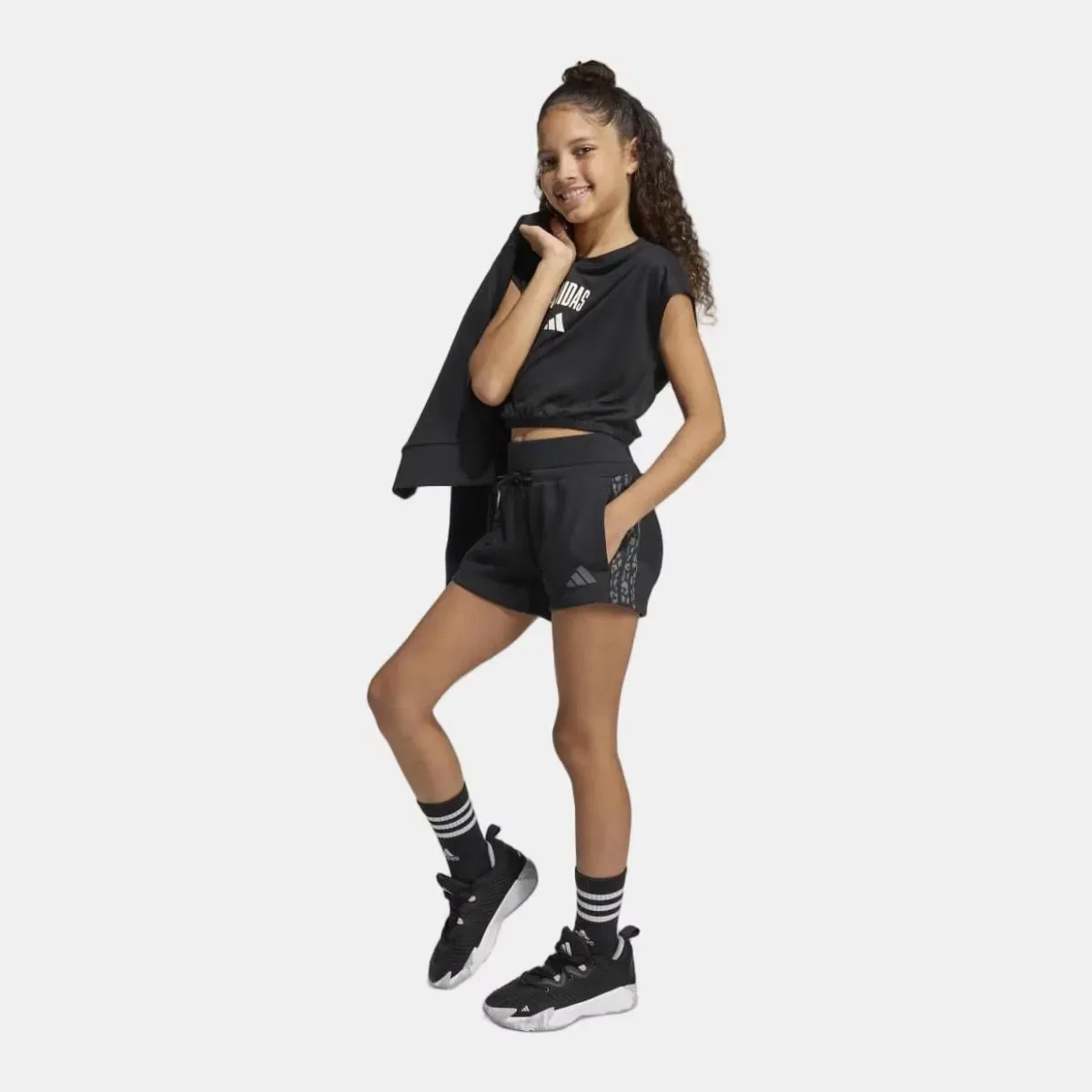 Детские шорты для девочек с принтом Animal Seasonals adidas, Negro — фото 2