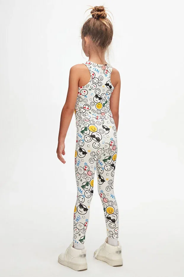 Детские леггинсы для девочек с принтом Cute faces Lovetti, Patterned — фото 3