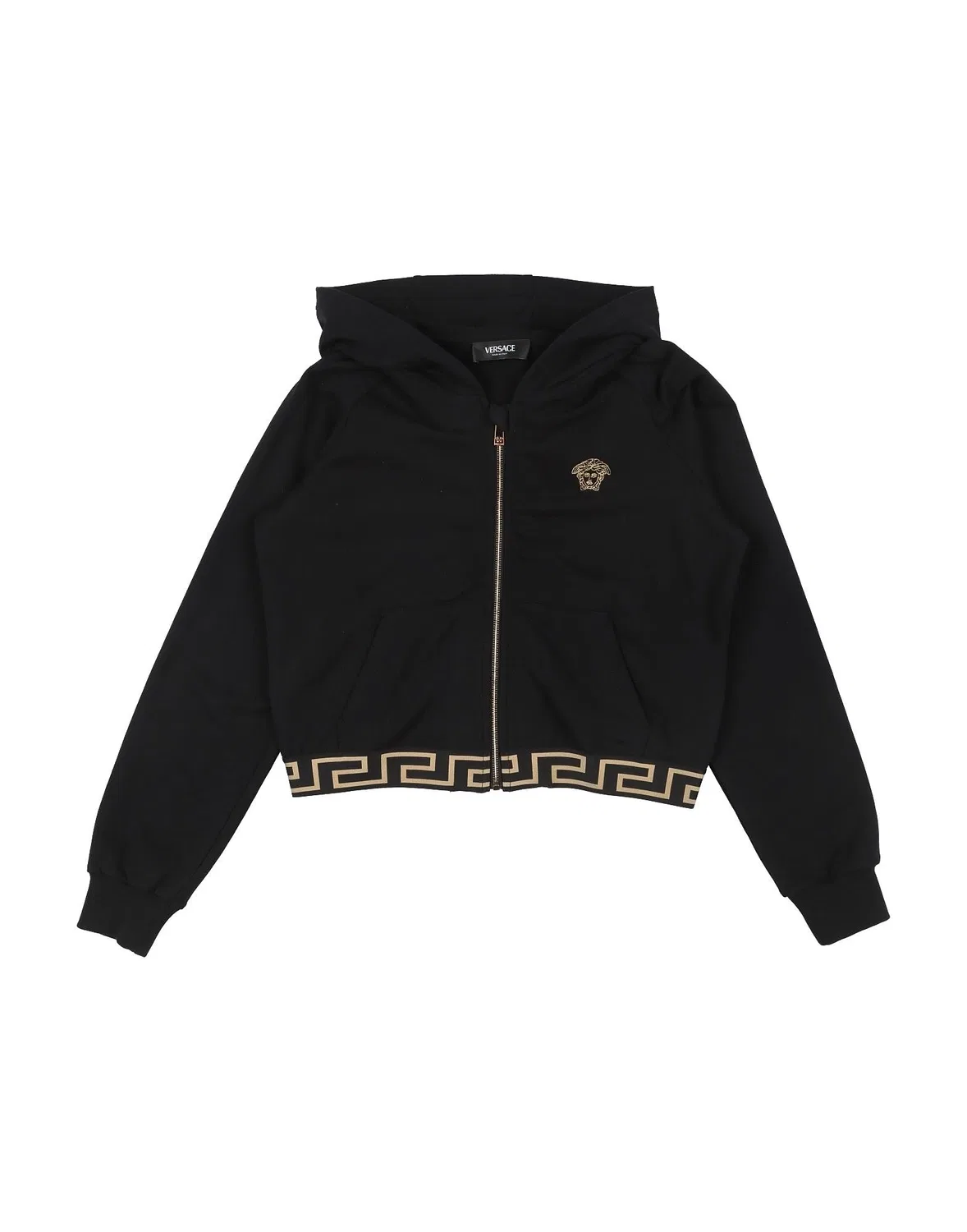 Детский свитшот для мальчиков с вышитым логотипом Versace Young, черный