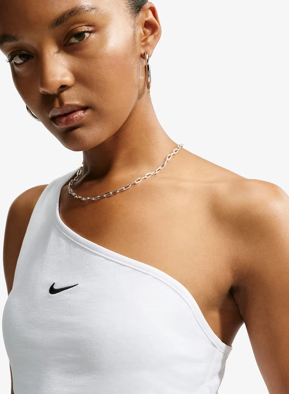Майка на одно плечо асимметричная Nike, белый — фото 3