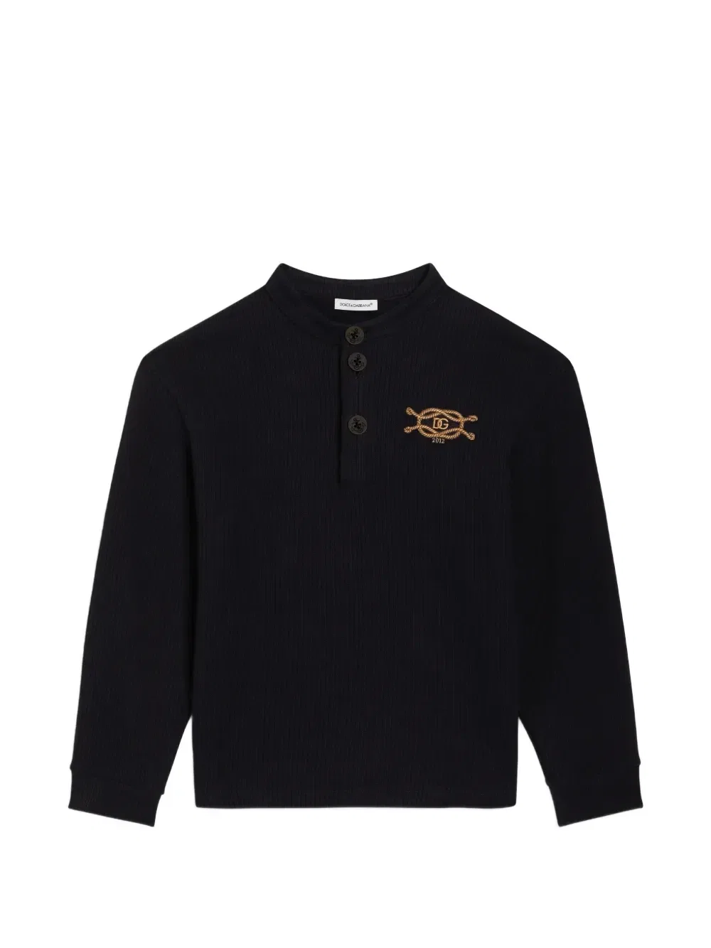 Хлопковая рубашка Хенли Dolce & Gabbana Kids, черный
