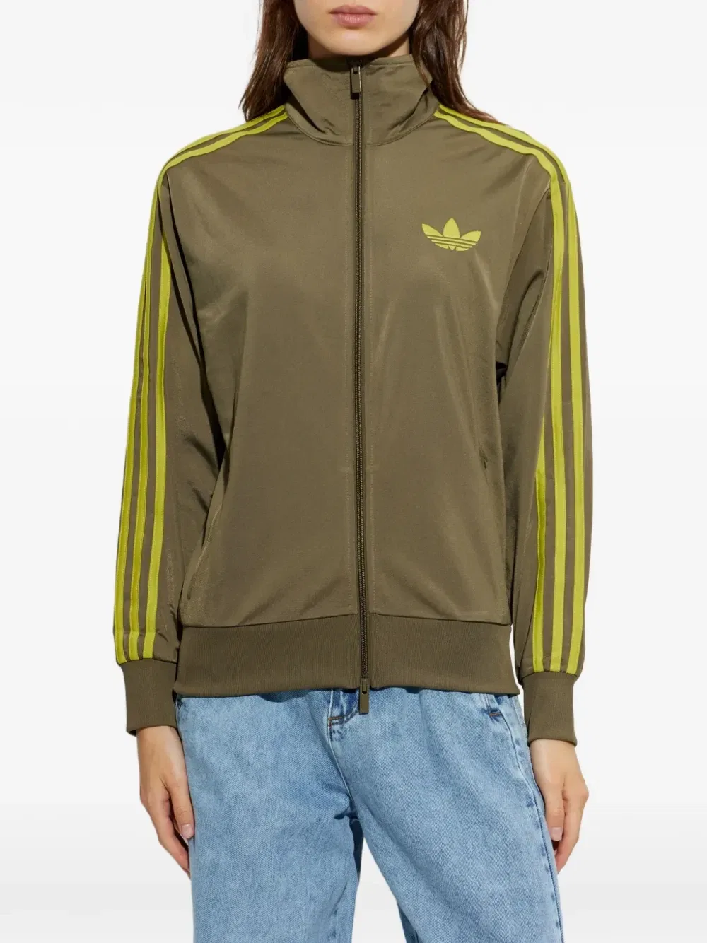 Куртка с логотипом и деталями в полоску Adidas, зеленый — фото 3